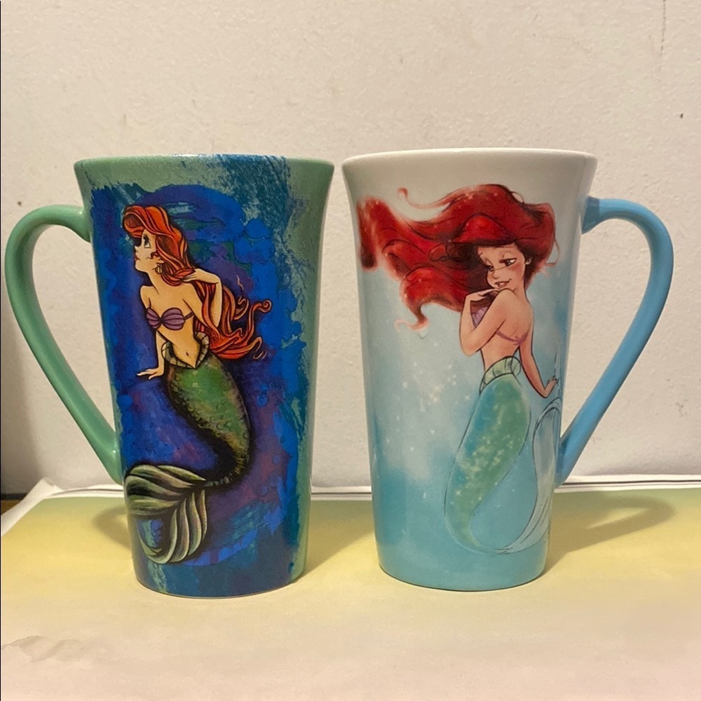 Disney Mermaid Art of Ariel Themed Ceramic Mugs - Set of 2